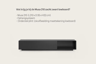 Tv-meubel, RAAT, Musa 210, Zacht zwart, met lowboard